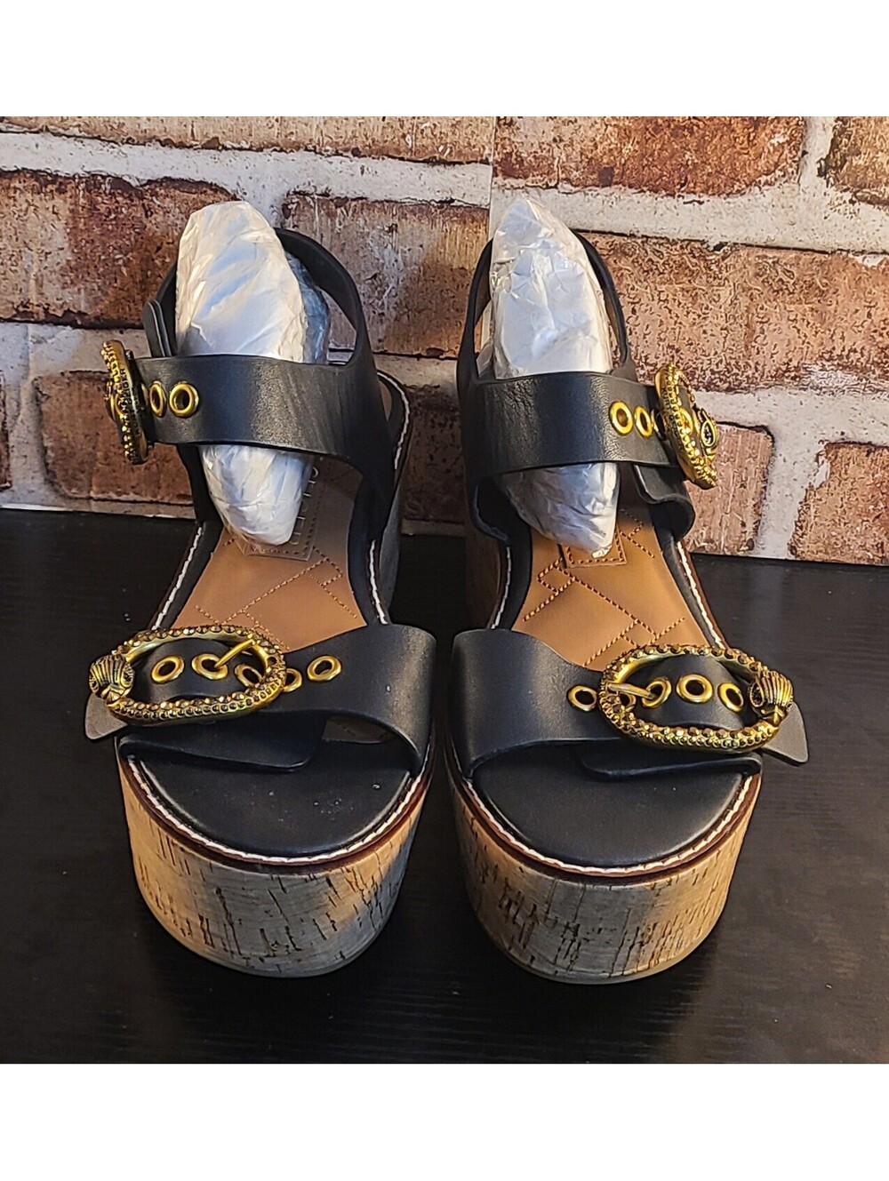 Kurt Geiger London Mayfair Wedge Platform Sandals Womens Sz US 6.5 EU 36.5 Black